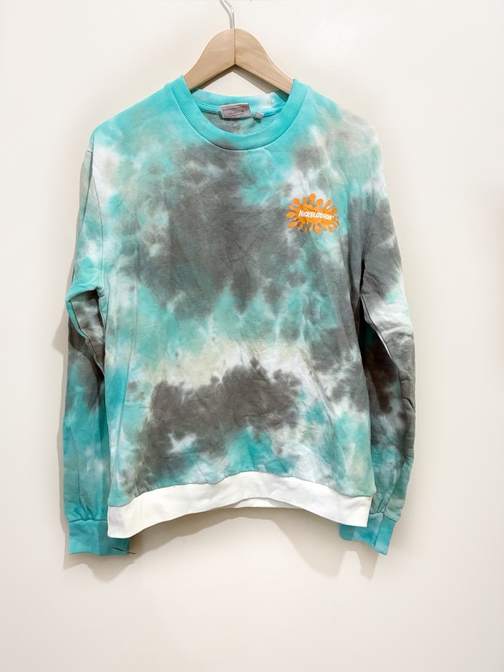 Nickelodeon Rugrats 90s Nicktoons Tie Dye Sweatshirt Size Medium Green Grey New